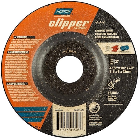 Norton Abrasives Norton Clipper 4-1/2 in. D X 7/8 in. Classic Grinding Wheel 70184601505